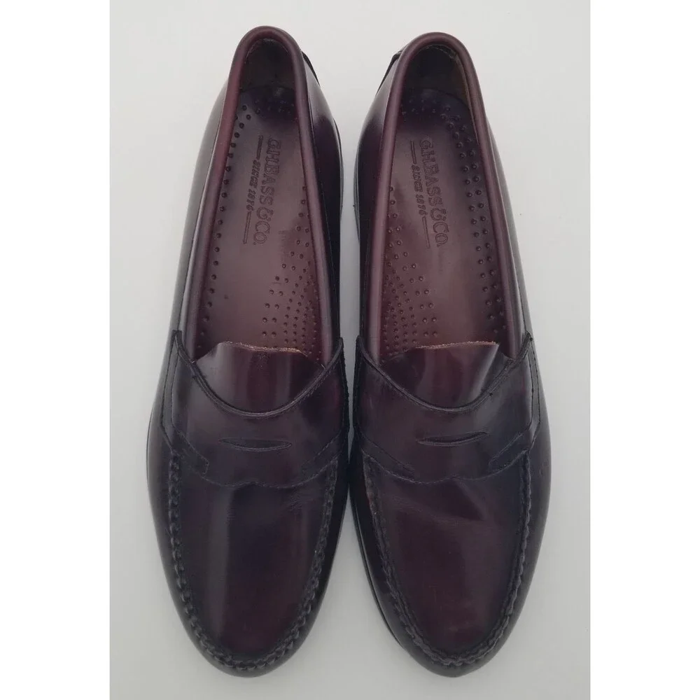 G. H. Bass & Co. Weejuns Burgandy Oxblood Leather Penny Loafers Men's Size 11 D